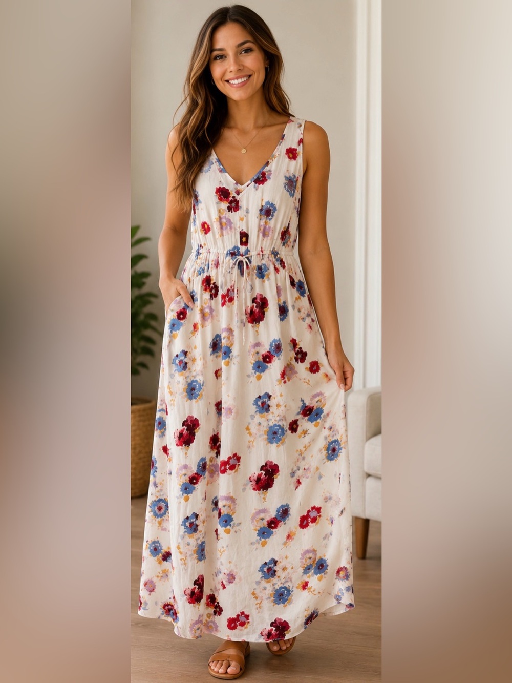 Lucky brand floral dress - like new size large